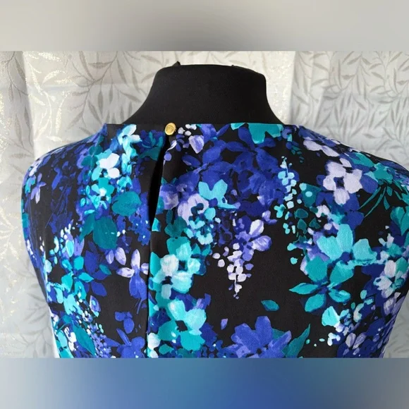 Calvin Klein Blue and Black Floral Blouse - Picture 4 of 9